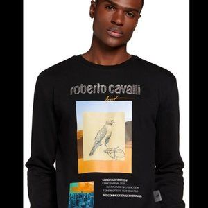 Roberto Cavalli SPORT - Eagle & City Graphic Logo Sweatshirt *RARE*